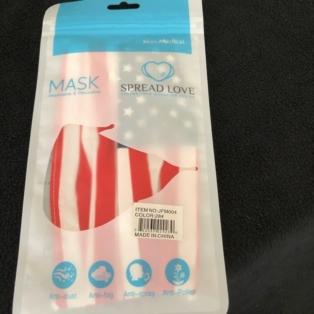 American Flag Two-Layer Pleated Mask, adjustable